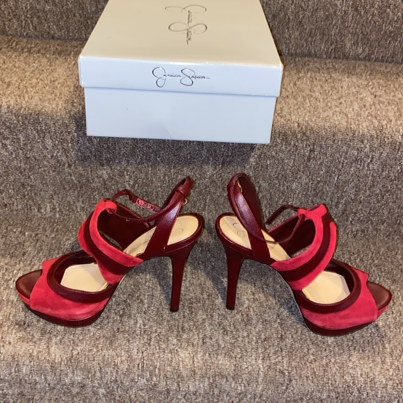 ♥️❤️♥️EUC Jessica Simpson Genuine Leather Red Platform Pumps - Picture 2 of 14